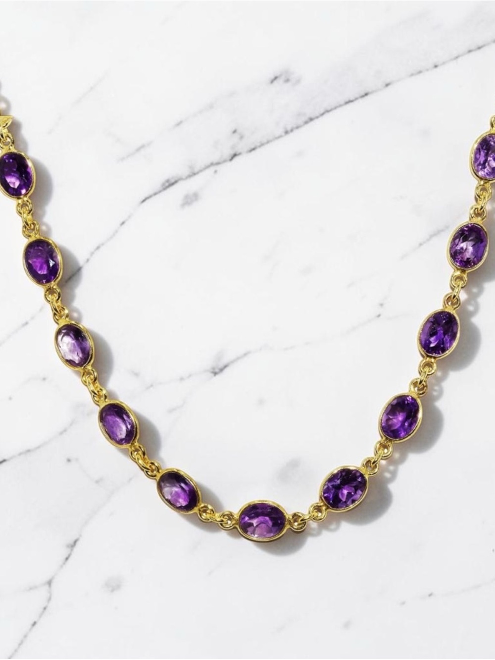 Natural Amethyst Tennis Necklace 45ctw Gold Over Sterling Silver Purple 18.75in